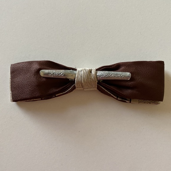 Vintage Clip-on Bow Tie Cream Brown - Picture 2 of 5